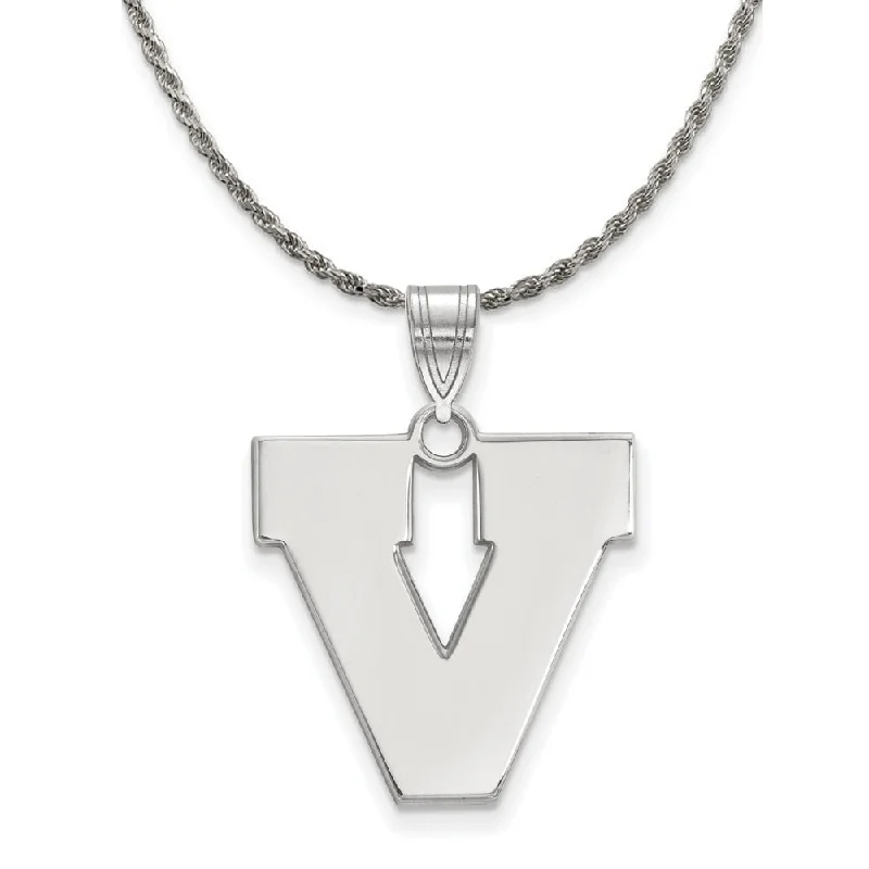 Pine cluster necklace-Sterling Silver U. of Virginia Large Initial V Necklace