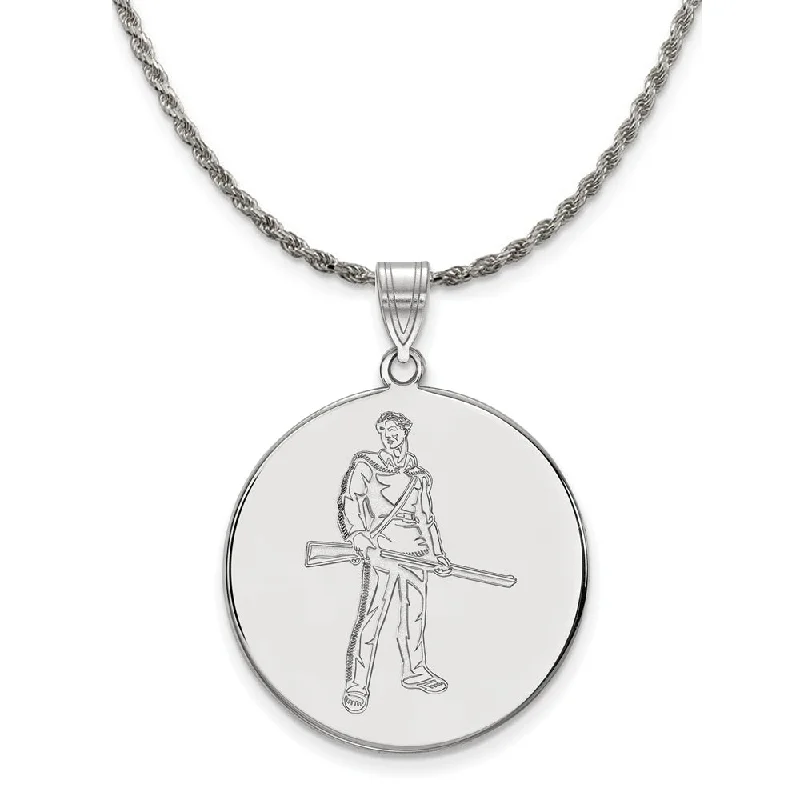 Sterling Silver West Virginia U. XL Disc Pendant Necklace