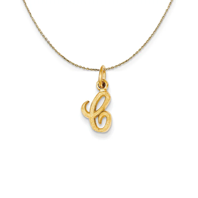 Sadie 14k Yellow Gold Satin Script Initial Necklace Letter C