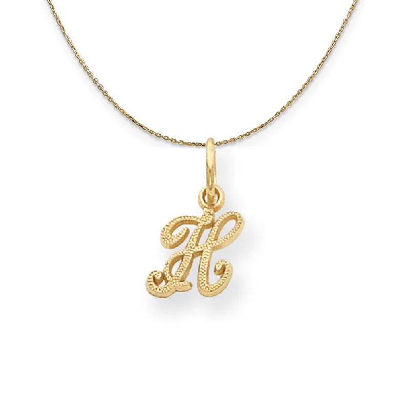 Sadie 14k Yellow Gold Satin Script Initial Necklace Letter H