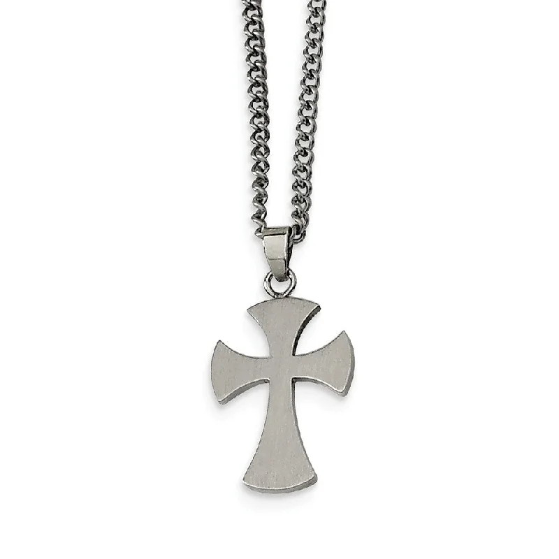 Worn-edge necklace-Stainless Steel Cross Necklace