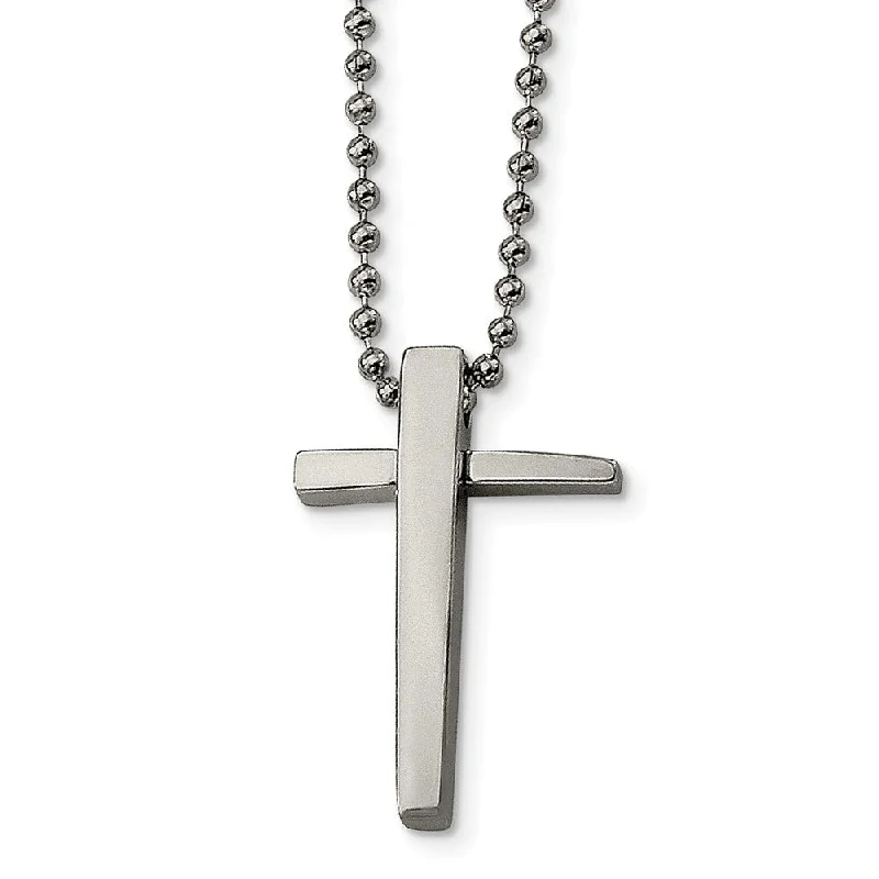 Tied knot necklace-Stainless Steel Polished Cross Necklace - 22 Inch