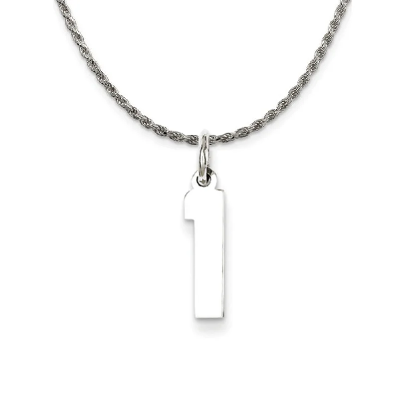 Sterling Silver Athletic Lg Polished Number 1 Necklace