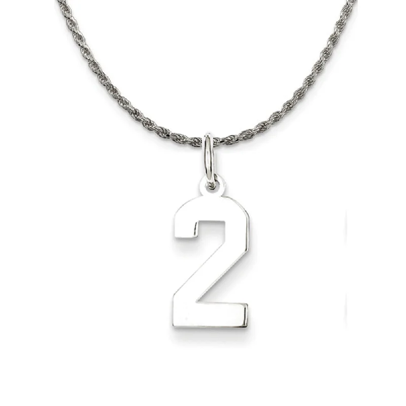 Flare sun necklace-Sterling Silver Athletic Lg Polished Number 2 Necklace