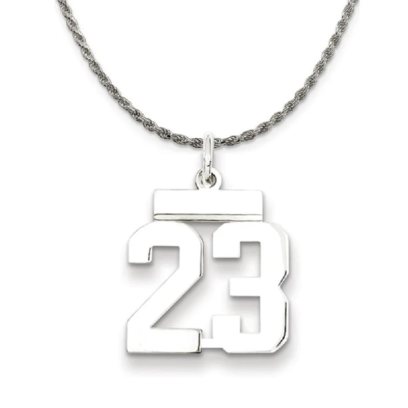 Sterling Silver Athletic Lg Polished Number 23 Necklace