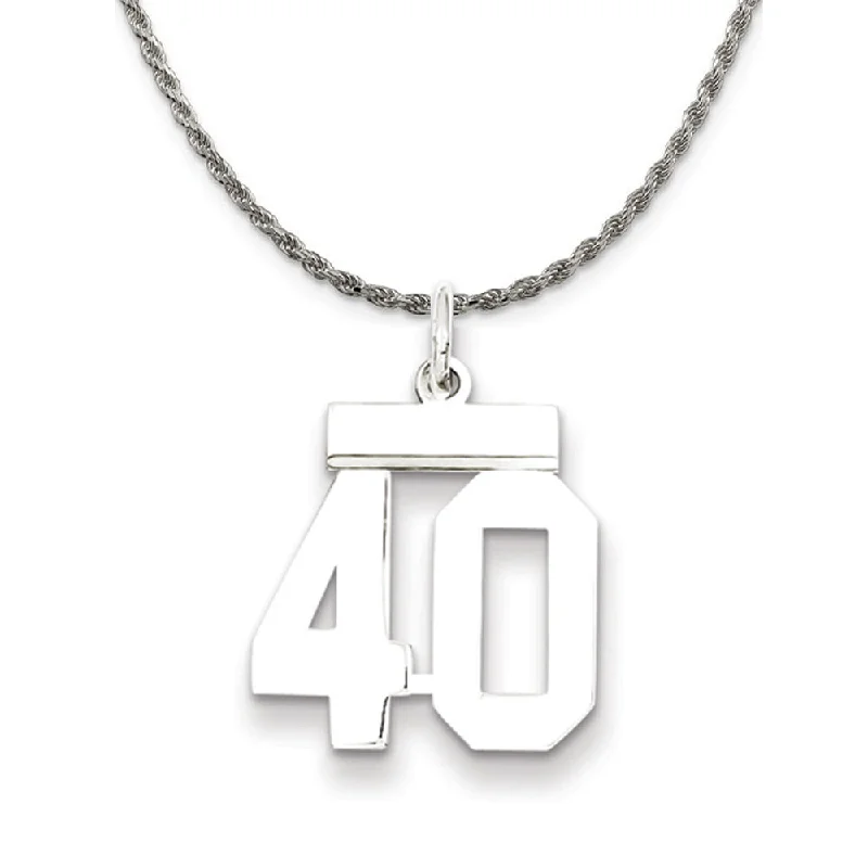 Glimmering drop necklace-Sterling Silver Athletic Lg Polished Number 40 Necklace