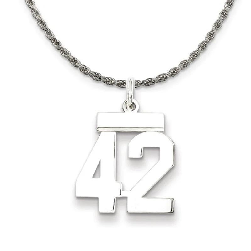 Sterling Silver Athletic Lg Polished Number 42 Necklace