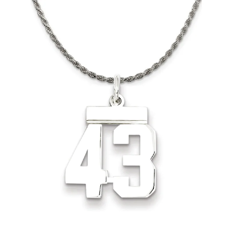 Sterling Silver Athletic Lg Polished Number 43 Necklace