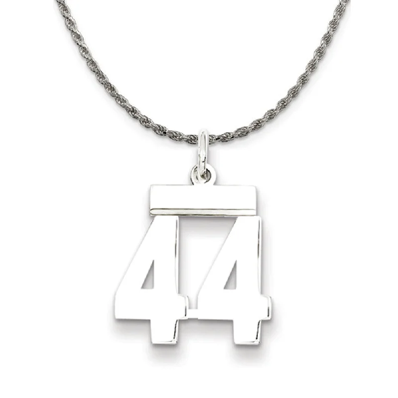 Sterling Silver Athletic Lg Polished Number 44 Necklace