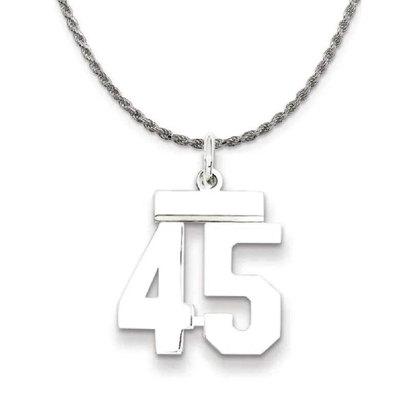 Sterling Silver Athletic Lg Polished Number 45 Necklace