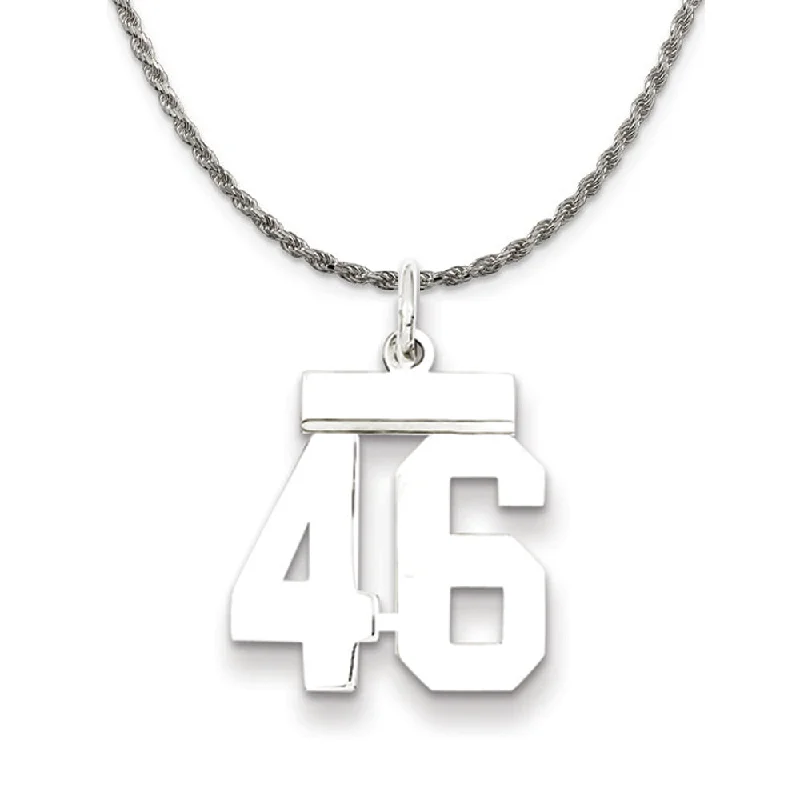 Bold tier necklace-Sterling Silver Athletic Lg Polished Number 46 Necklace