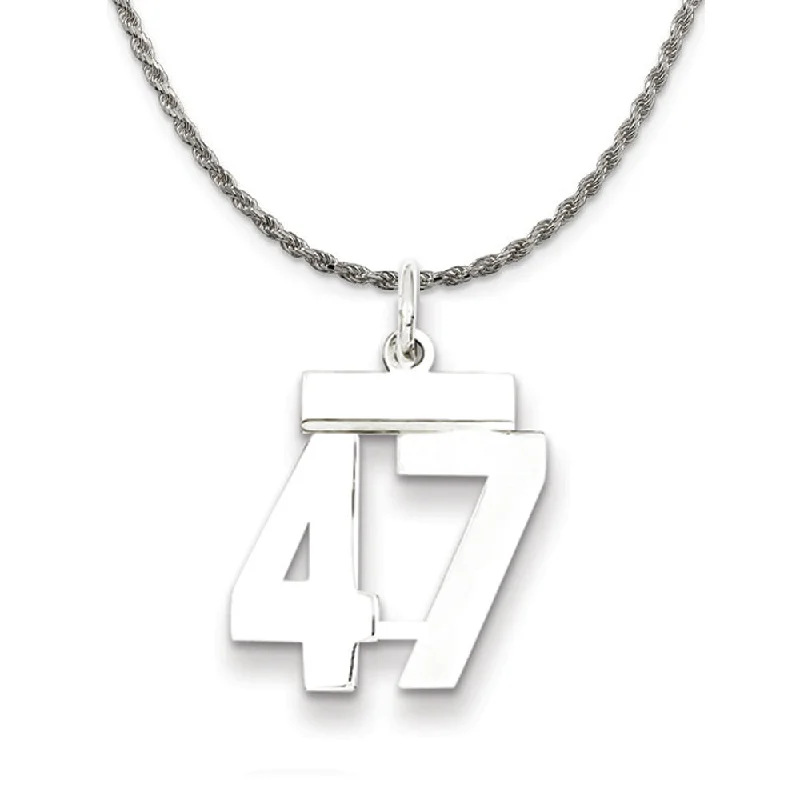 Delicate weave necklace-Sterling Silver Athletic Lg Polished Number 47 Necklace