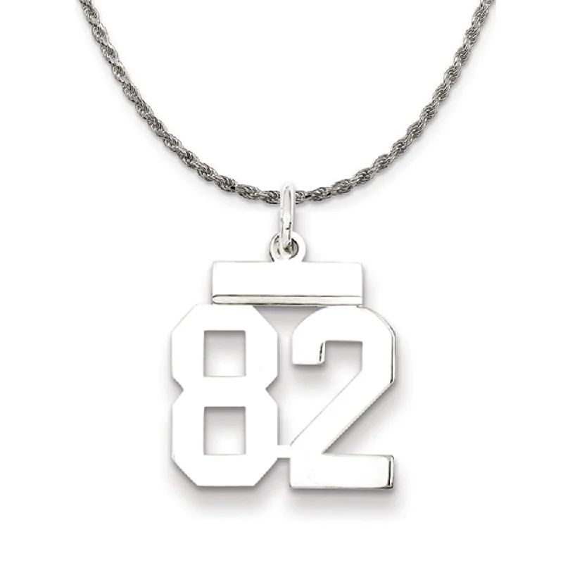 Sterling Silver Athletic Lg Polished Number 82 Necklace