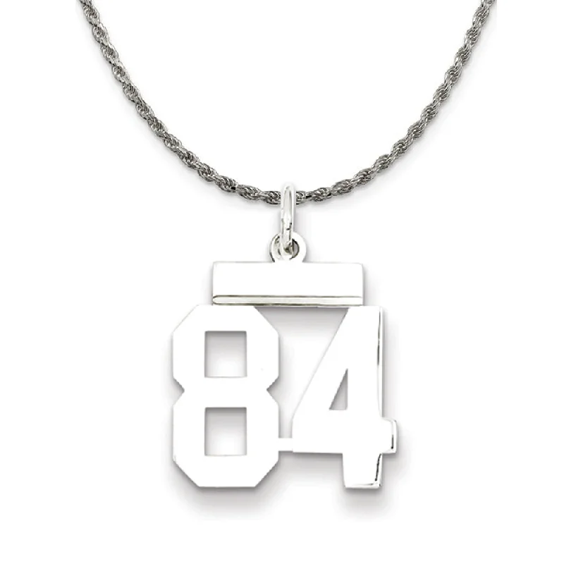 Forged gold necklace-Sterling Silver Athletic Lg Polished Number 84 Necklace