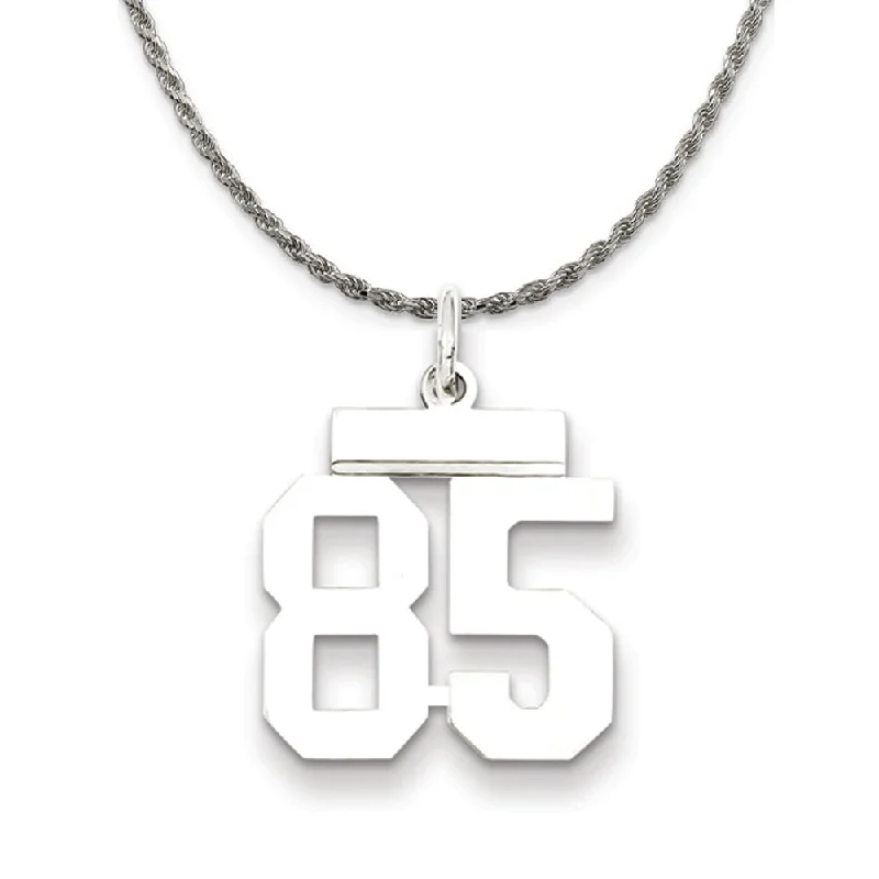 Sterling Silver Athletic Lg Polished Number 85 Necklace