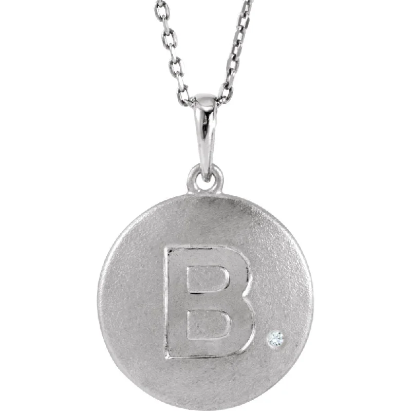 Galactic design necklace-The Emma Sterling Silver Diamond Block Initial B Disc Necklace, 18 In.