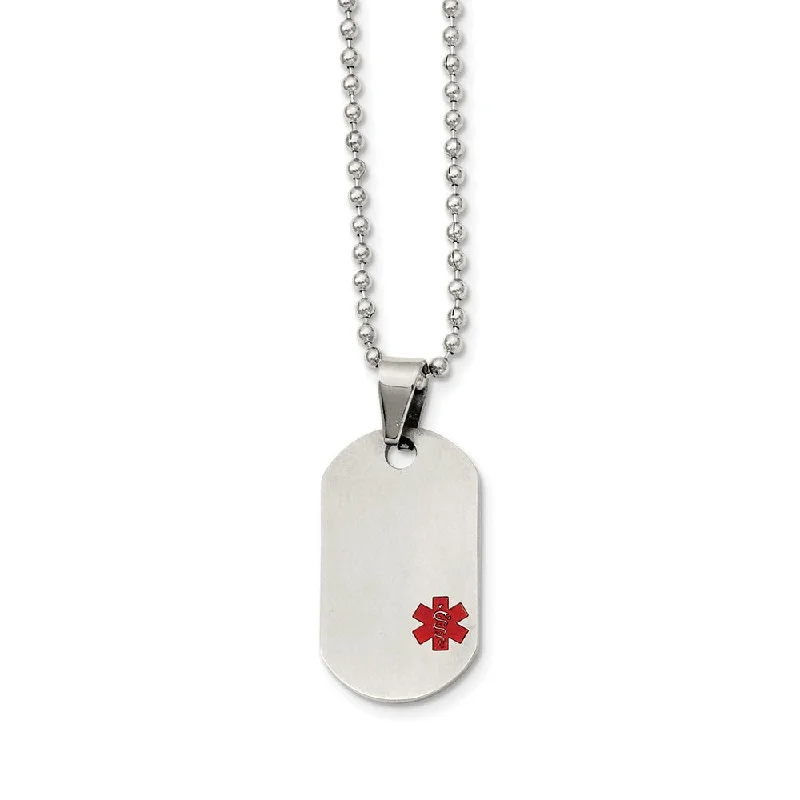 Open-cloud necklace-Titanium Medical Dog Tag on Stainless Steel Necklace 20 Inch