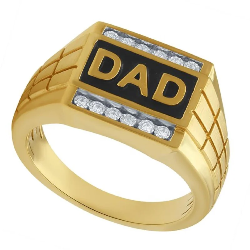 Galactic design ring-1/12 CTW Diamond Dad Ring in 10KT Yellow Gold