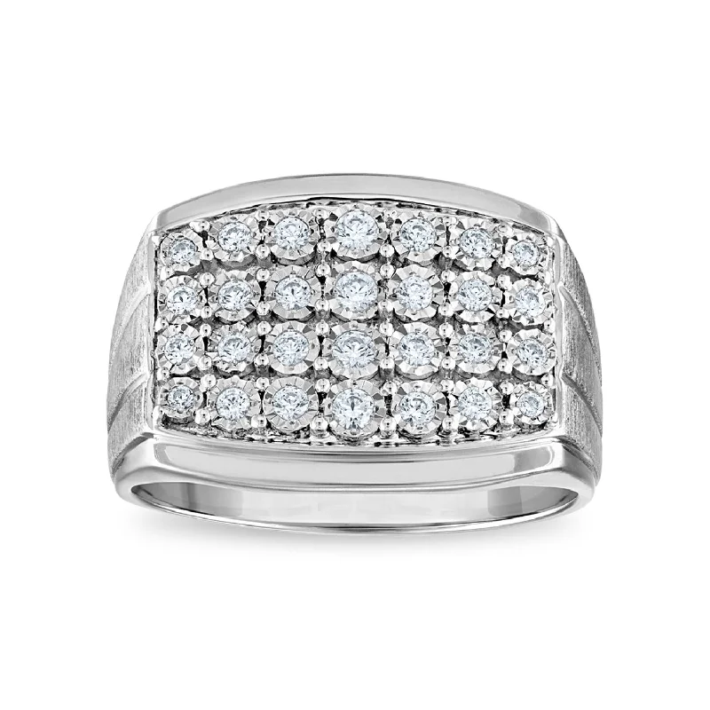 Fixed gem ring-1/2 CTW Diamond Illusion Set Ring in Sterling Silver