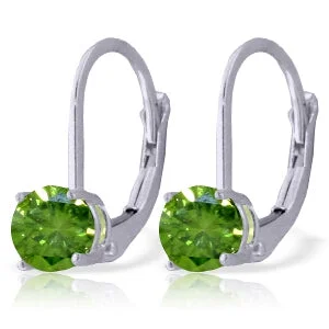 Light silver earrings-1 Carat 14K Solid White Gold Leverback Earrings 1.0 Carat Green Diamond