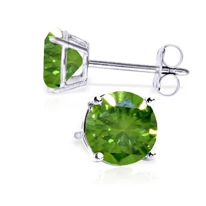 Glimmering drop earrings-1 Carat 14K Solid White Gold Stud Earrings 1.0 Carat Natural Green Diamond