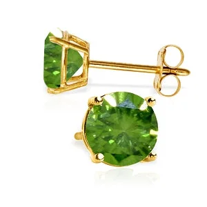 Droplet earrings-1 Carat 14K Solid Yellow Gold Stud Earrings 1.0 Carat Natural Green Diamond