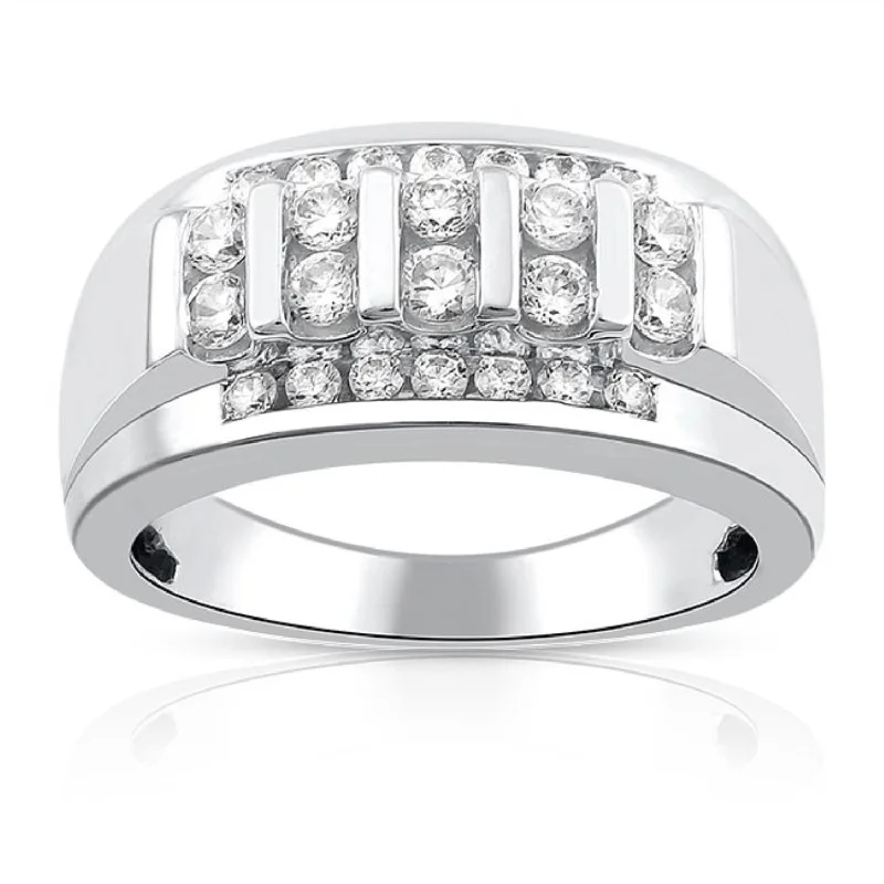 Framed design ring-1 CTW Diamond Ring in 10KT White Gold