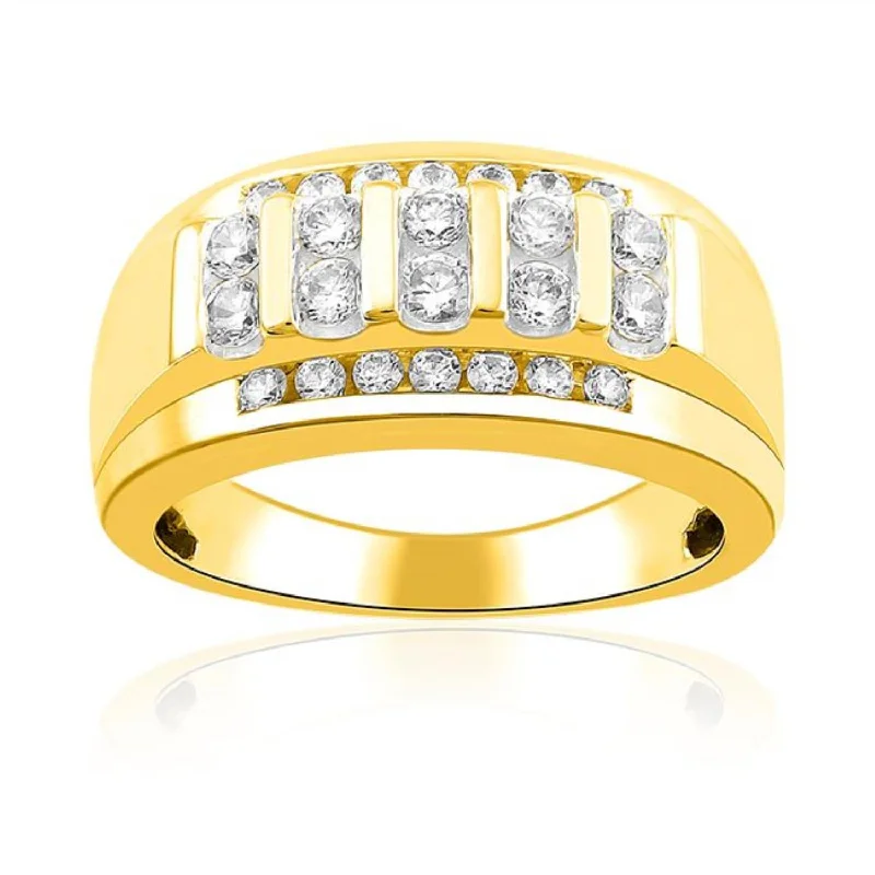 Rough-edge ring-1 CTW Diamond Ring in 10KT Yellow Gold