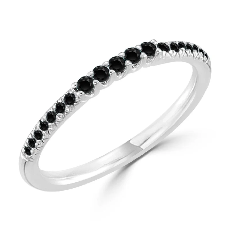 Rising band ring-10K Gold Stackable 1/6ct TDW Dainty Black Diamond Accent Wedding Band by Auriya