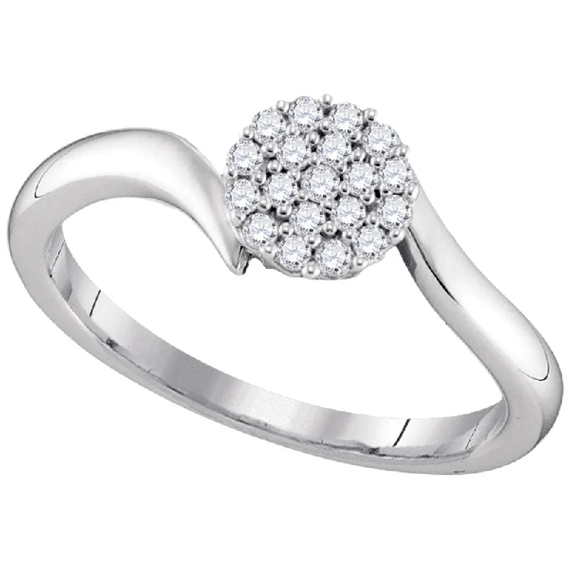 Coiling twist ring-10kt White Gold Womens Round Diamond Cluster Slender Simple Ring 1/6 Cttw