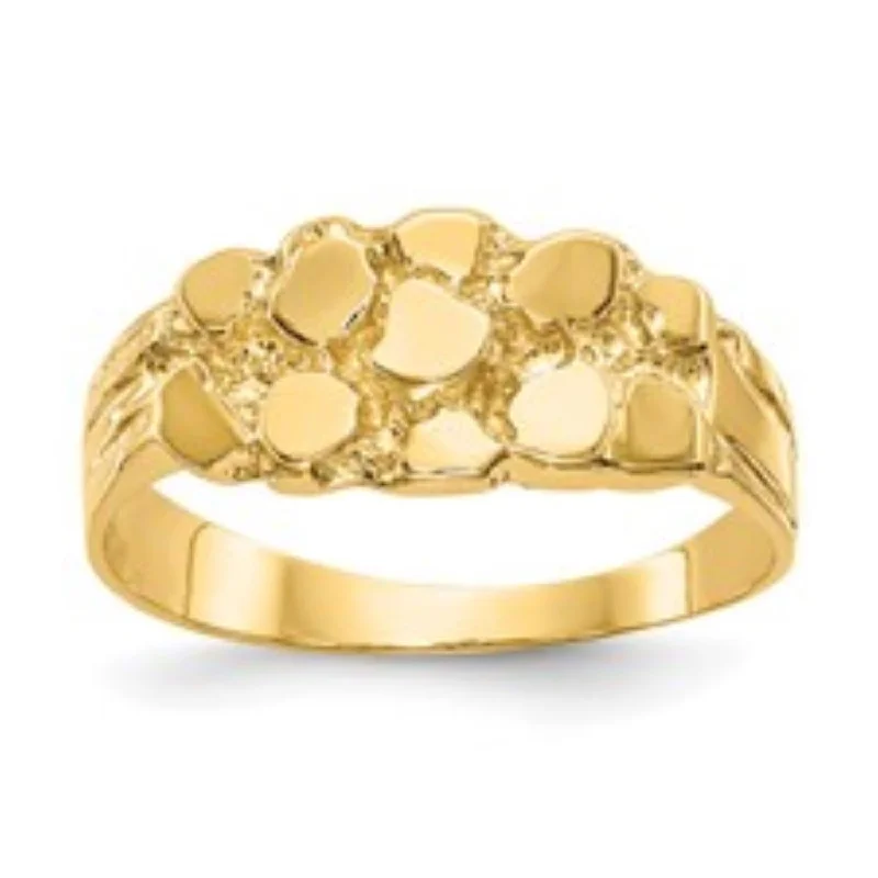 Striated design ring-10KT Yellow Gold 8.3MM Nugget Ring