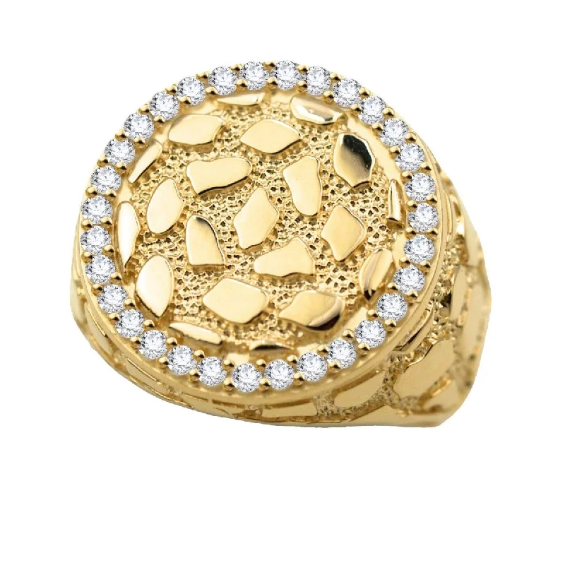 Glossy stone ring-10KT Yellow Gold and Cubic Zirconia Nugget Ring