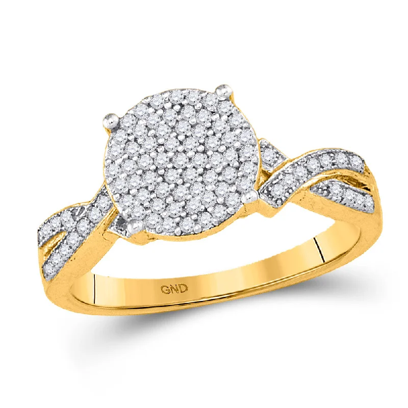 Glimmering cut ring-10kt Yellow Gold Womens Round Diamond Circle Cluster Ring 1/3 Cttw