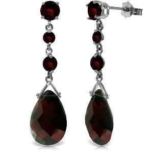 Natural stone earrings-13.2 Carat 14K Solid White Gold Winter Rain Garnet Earrings