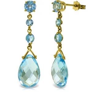 Contoured earrings-13.2 Carat 14K Solid Yellow Gold Bold View Blue Topaz Earrings