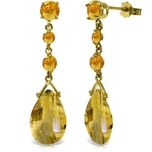 Antique ruby earrings-13.2 Carat 14K Solid Yellow Gold Bold View Citrine Earrings