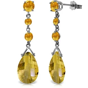 Glimmering gem earrings-13.2 Carat 14K Solid Yellow Gold I Come Bearing A Gift Citrine Earrings