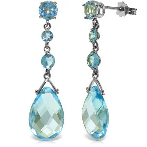 Elevated tier earrings-13.2 Carat 14K Solid Yellow Gold Joy Of Living Blue Topaz Earrings