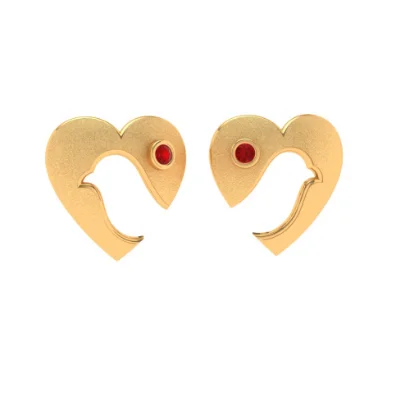 Hex stud earrings-14k Heart Shaped Bird Themed Gold Trinket Exclusively For You