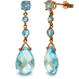 Shaded gem earrings-14K Solid Rose Gold Chandelier Blue Topaz Earrings