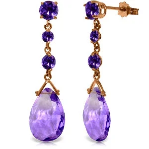 Vivid emerald earrings-14K Solid Rose Gold Chandelier Light Purple Amethyst Earrings