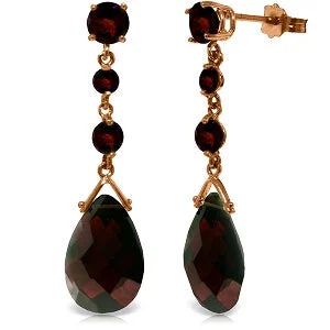 Vintage citrine earrings-14K Solid Rose Gold Chandelier Simple Garnet Earrings