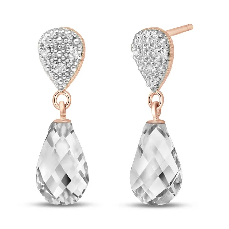 Rich topaz earrings-14K Solid Rose Gold Diamond & Rose Topaz Genuine Earrings