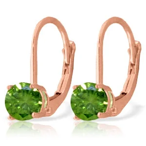 Heaped birthstone earrings-14K Solid Rose Gold Leverback Earrings w/ 1.0 Carat Green Diamonds