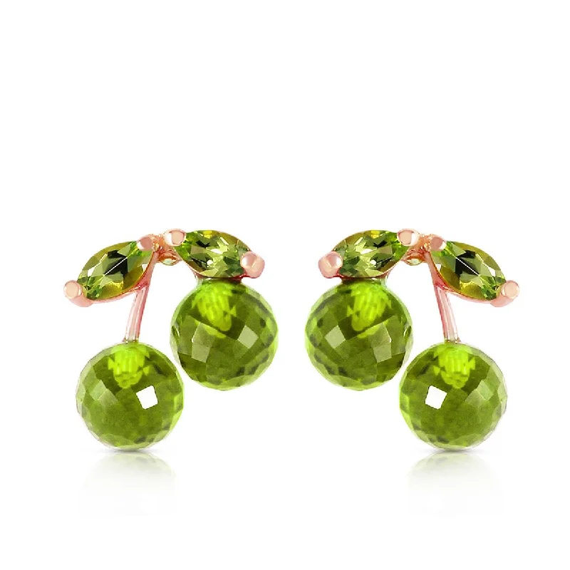 Peak motif earrings-14K Solid Rose Gold Peridot Gemstone Earrings