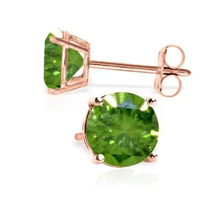 Hex stud earrings-14K Solid Rose Gold Stud Earrings w/ 1.0 Carat Natural Green Diamonds