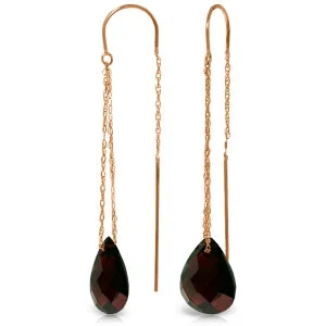 Gentle sweep earrings-14K Solid Rose Gold Threaded Dangles Earrings Garnet Series