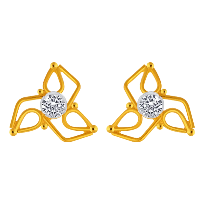 Satin granite earrings-14KT (585) Yellow Gold Stud Earrings For Women