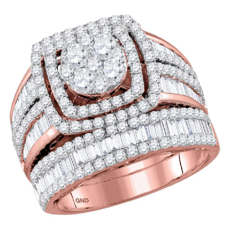 Optic ring-14kt Rose Gold Round Diamond Bridal Wedding Ring Band Set 2-1/2 Cttw