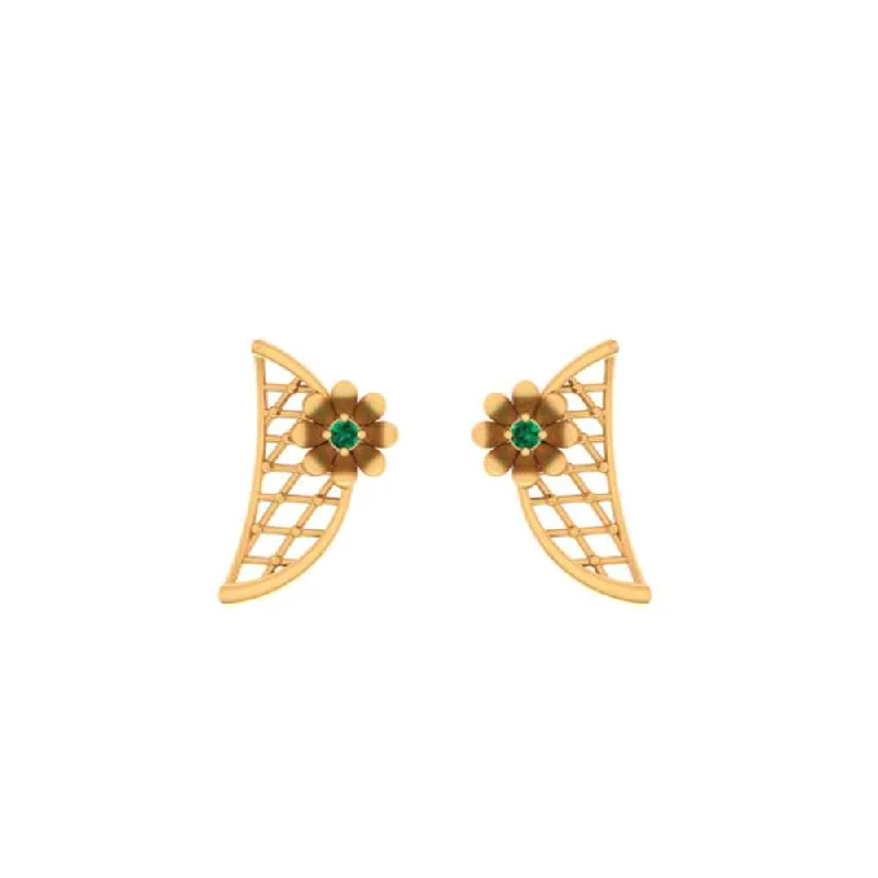 Dual-stone earrings-14KT Semilunar Gold Earrings Design